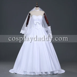 Fate/Zero Saber 10th Anniversary Luxary White Wedding Ball Gown Dress Cosplay Co - Picture 1 of 9