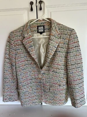 Hermoso Blazer Texturizado Alta Costura Enrico Ferezi Talla 4 Euro 36 Multicolor Foto 1 de 4