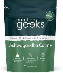 Nutrition Geeks Ashwagandha Calm+ KSM 66-Complex-3000mg\Vitamin-B6 Sleep Aid Veg - Picture 1 of 6