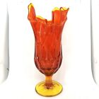 Vintage 9 1/2? Fenton Amberina Swung Thumbprint Handkerchief Pedestal Vase
