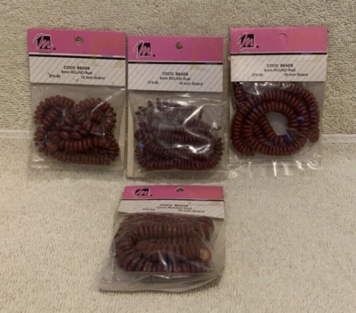 4 Packs Coco Coconut Rust Round Disc Beads Jewelry Making - 2 Sizes - NEW - Image 1 of 4