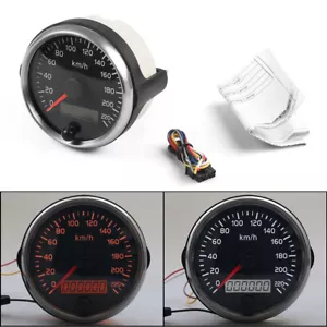 For 12V/24V 85mm Racing Speedometer 0-220km/h Speed Gauge Meter With Digital LCD - Picture 1 of 8