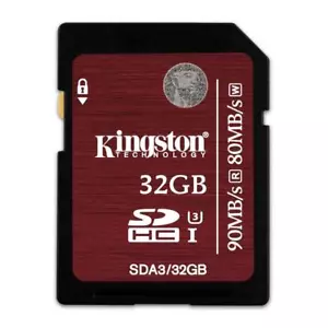 Kingston SDA3/32GB SDHC UHS-I Speed Class 3 90MB/s read 80MB/s write Flash Card - Picture 1 of 1