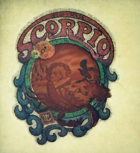 Horoscope vintage Scorpion paillettes mini fer à repasser transfert astrologie zodiaque