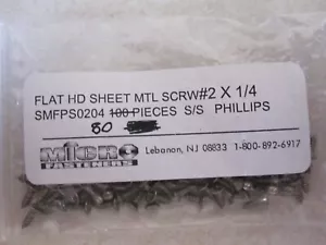 Paquete de 1 tornillos de chapa de cabeza plana Phillips de acero inoxidable #2 x 1/4" 80 un. - Imagen 1 de 2