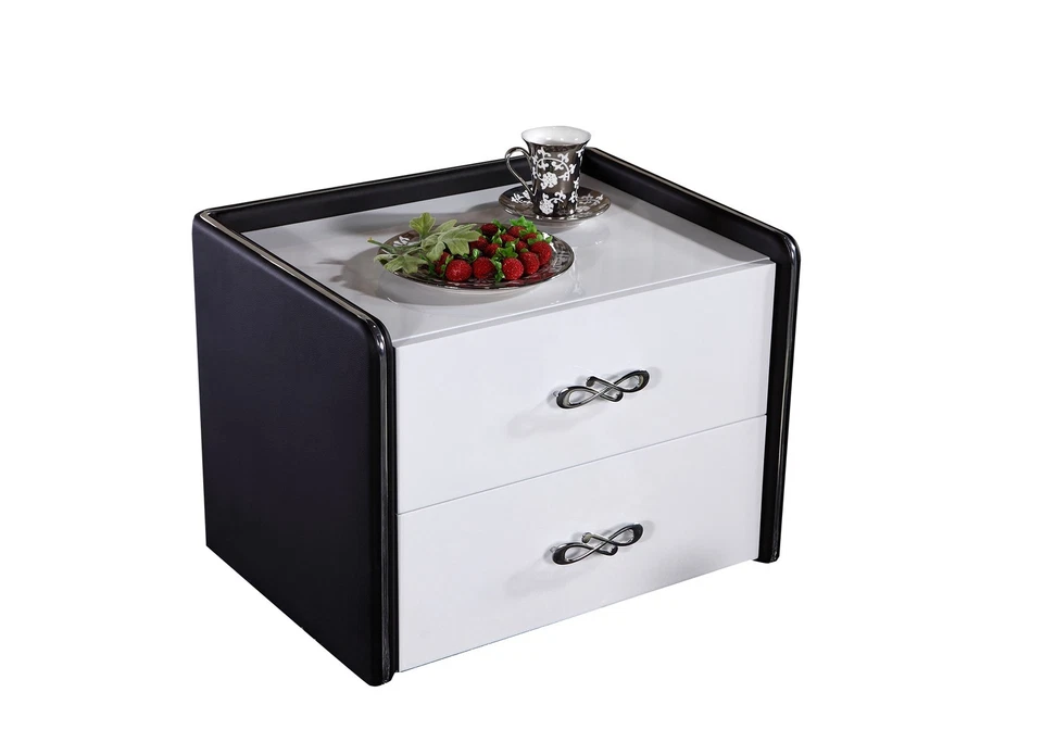 Greatime Modern Two Spacious Drawers Nightstand Covered with Faux Leather  - Image 1 of 4