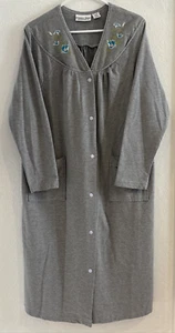 Country Store Nightgown Gray Jersey Snap Front V-Neck Size 1X - Picture 1 of 12