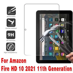 New Tempered Glass Screen Protector For Amazon Fire HD 10/10 Plus 11th Gen 2021 - Picture 1 of 13