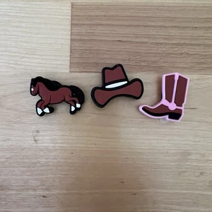 Shoe Charms Cowgirl Cowboy Horse Set Of 3 Compatible With Crocs - Picture 1 of 2