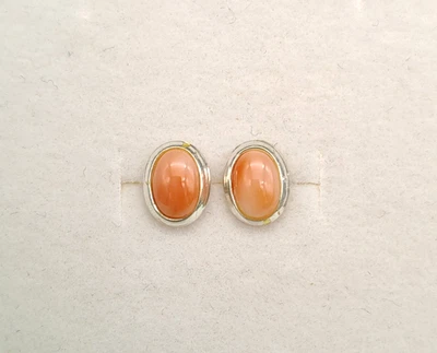 Orecchini donna vero corallo rosa Giappone argento 925 piccoli made in Italy - Immagine 1 di 4