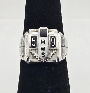 Vintage 1959 MWS High School Sterling Silver MCM Class Ring Size 5.5 - 6.3g - Picture 1 of 5