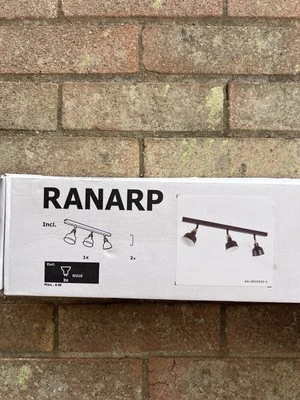 Discontinued Ikea RANARP Ceiling Spotlights track 3-spots Black Lamp Light - Image 1 of 4