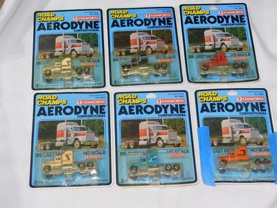 Lote de 6 Road Champs Kenworth Aerodyne Convencional Die Cast Metal 1981 de colección Foto 1 de 4