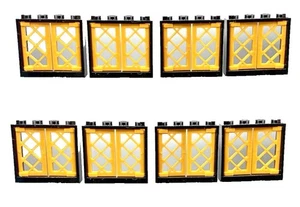 LEGO NEGRO 1x4x3 VENTANAS con celosía dorada 8 piezas panel NUEVA CIUDAD - Imagen 1 de 2