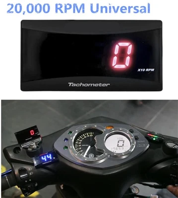 Universal Digital Motorcycle Tachometer Gauge 0-20000 RPM Red LED Display Meter - Image 1 of 4