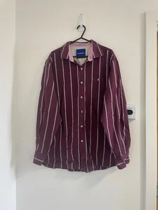 Camicia Tommy Bahama uomo taglia L rosso bordeaux a righe manica lunga cotone con bottoni - Foto 1 di 10