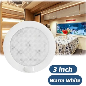 12V 3" Ultra Slim LED Dome Light RV Camper Trailer Ceiling Warm White w/Switch - Foto 1 di 11