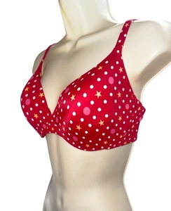 Body By Victoria Ipex Demi Bra 36D Red Stars Underwire Soft Cup - Picture 1 of 4