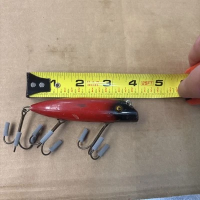 Vintage South Bend Bass Oreno 973 Red Black Nose Glass Eye Fishing Lure - Image 1 of 4