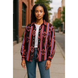 Vintage Circle T Marilyn Lenox Long Sleeve Western Button Up Shirt Womens USA S - Picture 1 of 11