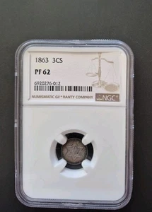 1863 3CS Three Cent Silver Proof NGC PF62 - Picture 1 of 6