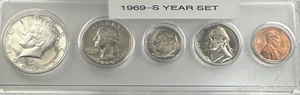 1969-S Mint 5-Coin Year Set – BU – 40% Silver Half – Uncirculated – Whitman Case - Picture 1 of 6