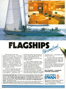 1989 Nautor's Swan 86 Yacht Cruiser Boot Segelboot Flagships Vintage Print AD - Bild 1 von 1
