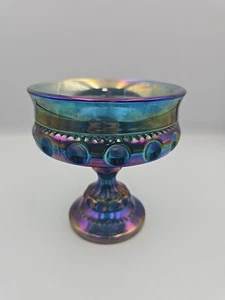 Plato de caramelo con pedestal de vidrio de carnaval vintage - Imagen 1 de 6