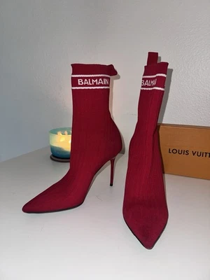 BALMAIN CALCETÍN TACONES BOTINES ROJO Y BLANCO Foto 1 de 4