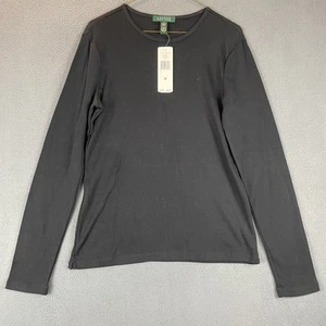 Vintage Ralph Lauren Top Gr. M Neu mit Etikett schwarz T-Shirt Langarm Logo Rundhals klassisch - Bild 1 von 10