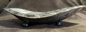 VTG INTERNATIONAL SILVER PLATE 13” LEAF BOWL TROPICAL 8114 TARNISHED No Stem - Picture 1 of 6