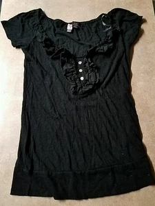 T-SHIRT LOVE ON A HANGER NERA CON VOLANT TAGLIA L - Foto 1 di 1