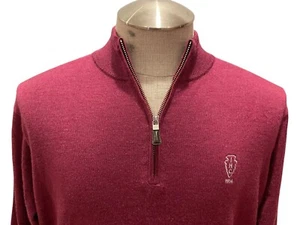 Peter Millar Men's 1/4 Zip Pullover Sweater Indian Hill Club Maroon L/S Medium - Picture 1 of 1