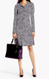 DIANE VON FURSTENBERG Classic ‘ANNA’ DRESS In B/W Rose Heart Print BNWT!! - Picture 1 of 12