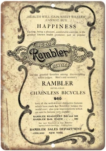 1901 Rambler Bicycles Vintage Ad 12" x 9" Reproduction Metal Sign B374 - Picture 1 of 1