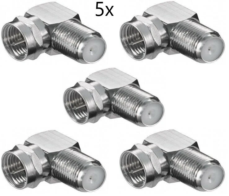 5x Winkeladapter SAT F-Stecker gewinkelt F-Stecker auf F-Buchse 90° 11390 - Bild 1 von 1