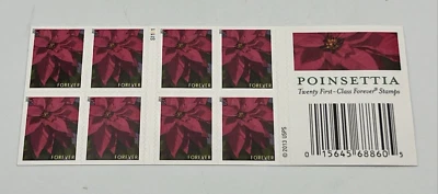 Poinsettia Christmas Holiday US Postage Stamp Book of 20 Forever Scott #4816a - Image 1 of 4