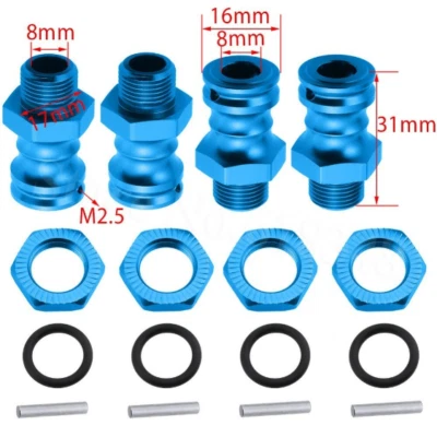 4x Alu Spurverbreiterung Radmitnehmer 17mm Sechskantmutter Für 1/8 RC Auto Buggy - Bild 1 von 2