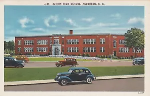 Vintage Postcard Junior High School Anderson South Carolina Blue auto - Picture 1 of 2