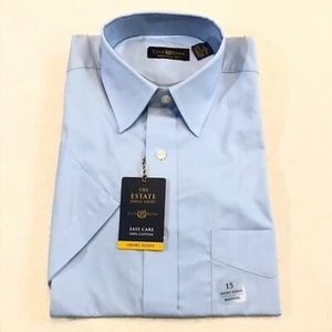 Club Room Men's The Estate Regular Fit Blue Short Sleeve Button Down Size 15 M - Picture 1 of 6