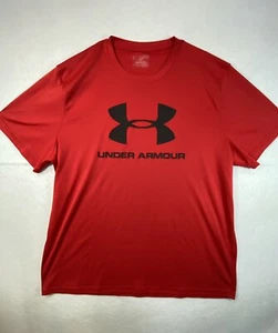 Under Armour Men's Athletic Adult Sz L Tee Shirt Regular Loose Solid Red - Picture 1 of 9