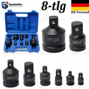 8 tlg Stecknuss Adapter Satz Schlagschrauber Nuss Set 1/4 3/8 1/2 3/4 auf 1 Zoll - Bild 1 von 11