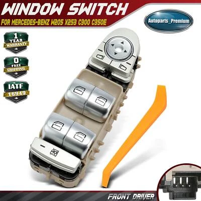 Interruptor de ventana eléctrica beige conductor delantero para Mercedes-Benz W205 X253 C300 C350e Foto 1 de 4