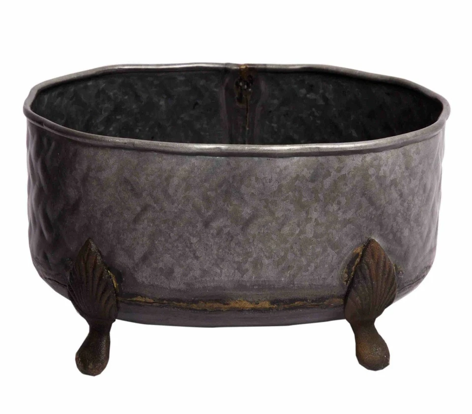 Pflanztopf mit Füßen aus Schmiedeeisen Jardiniere Pflanzeimer Dekotopf Zinktopf - Bild 1 von 1