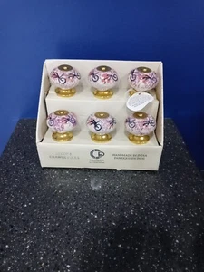 Casa Decor Premium Ceramic Set Of 6 Drawer Pulls Knobs White, Pink, Gold NIB - Picture 1 of 5