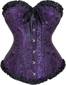 Womens steam punk lace print victorian era purple and black corset (Size 4x) - Picture 1 of 7