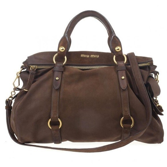 miu miu brown suede bag