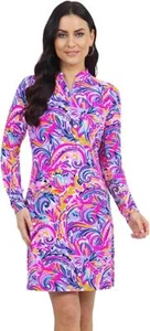 IBKUL Dress Aubrey Plum Long Sleeve Mock Neck Zipper Golf Tennis  50 SPF  $126 - Picture 1 of 7