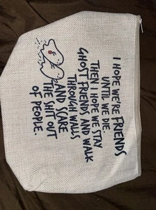 Canvas Make-up Tasche mit Sprichwort schwarz und hellbraun inklusive Reißverschluss - Bild 1 von 1