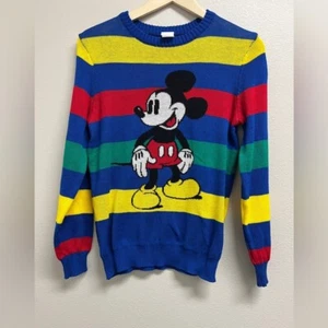 Disney 100 Mickey Mouse Retro Re-Imagined Striped Pullover Sweater (Large - Picture 1 of 6